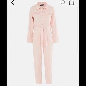 Misguided Pink Boiler Denim Jumpsuit